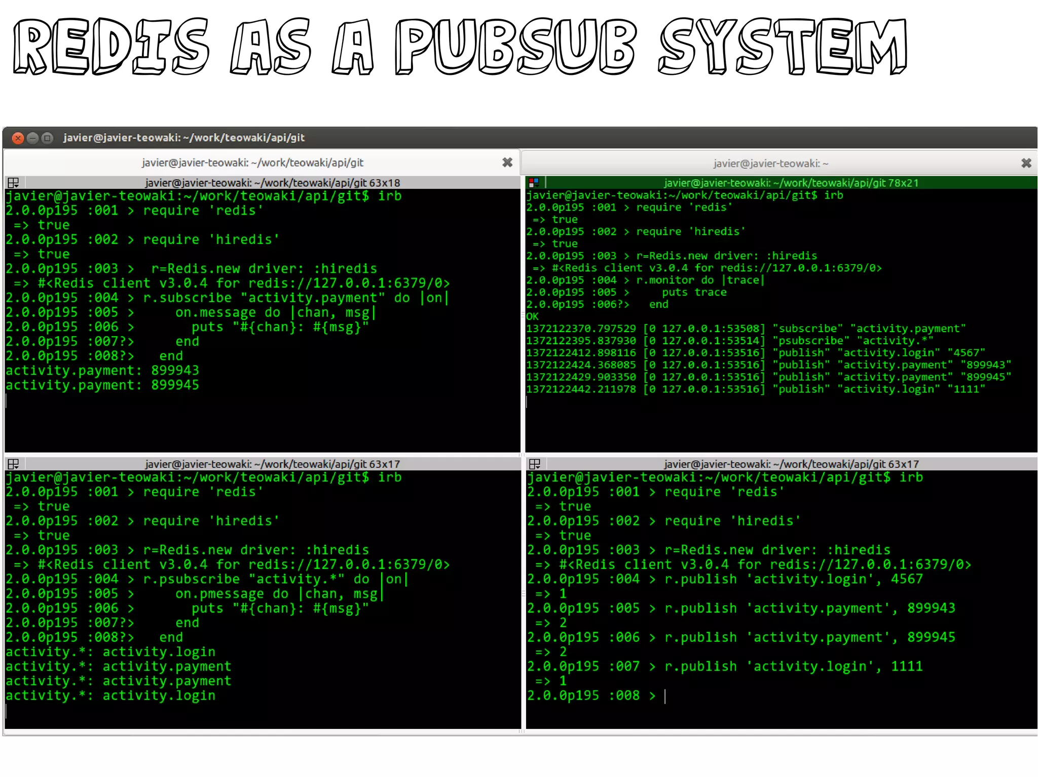 Redis as a PUBSUB system
 