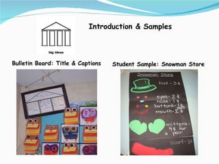Introduction & Samples   Bulletin Board: Title & Captions Student Sample: Snowman Store 
