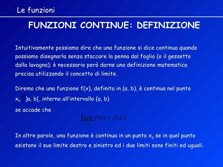 Quando Una Funzione Si Dice Continua