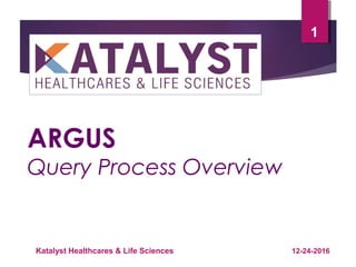 ARGUS
Query Process Overview
12-24-2016Katalyst Healthcares & Life Sciences
1
 