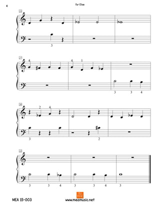 Fur Elise Beginner Piano Sheet Music