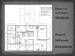 Phase I is
still short
$64,154.95




Phase II

Still needs

$100,000.00
 