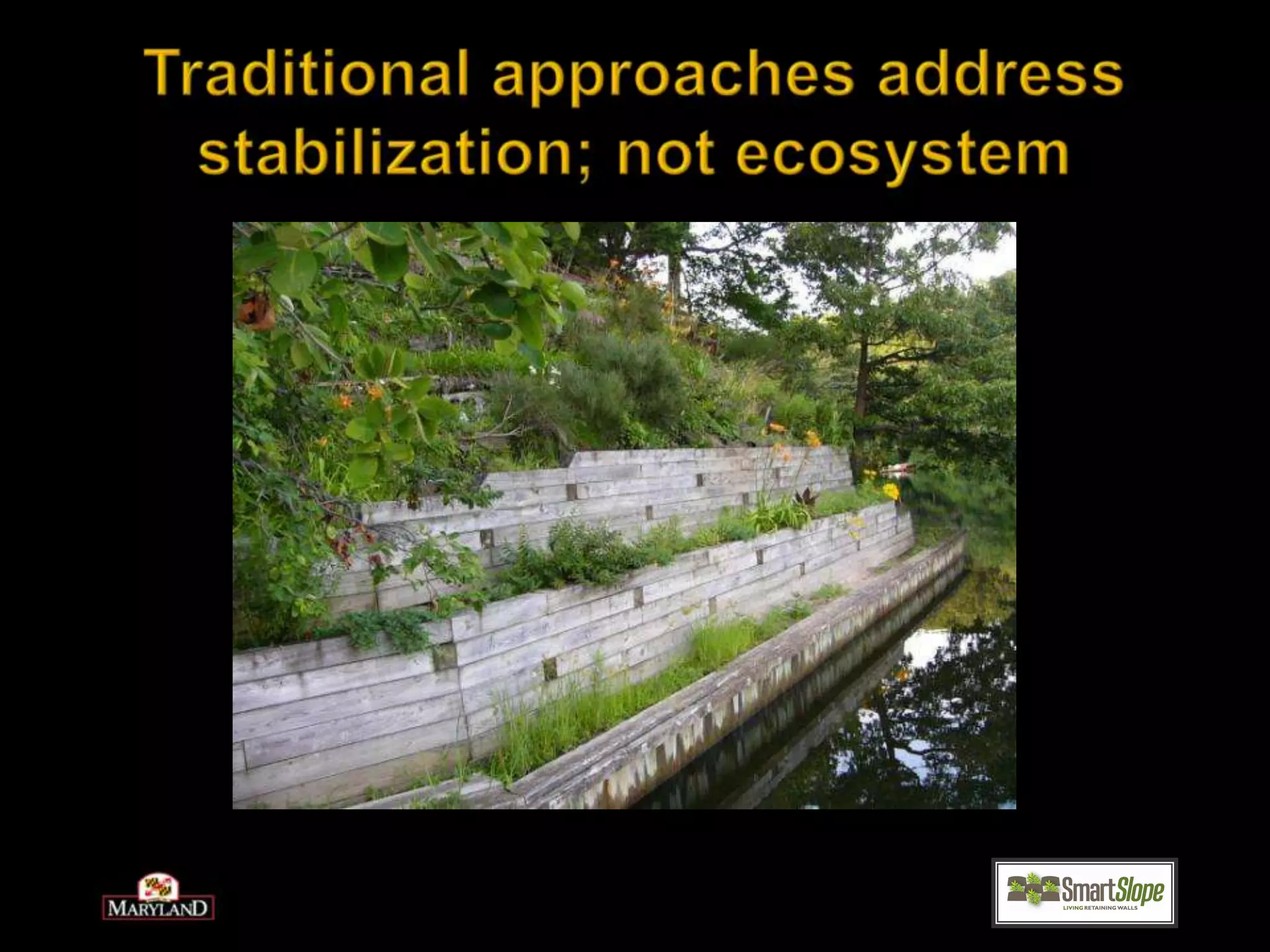Traditional approaches address stabilization; not ecosystem
