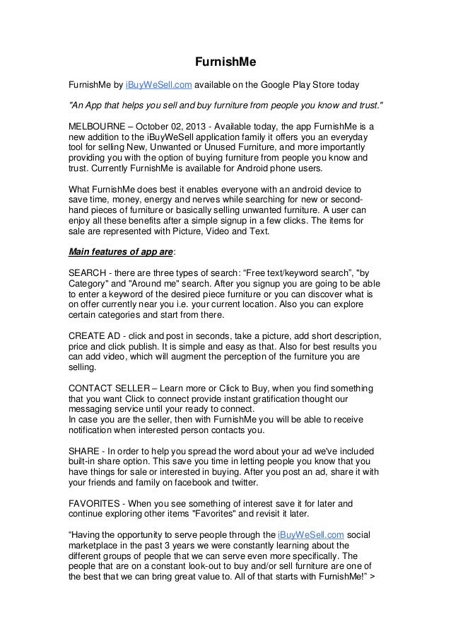 Furnish me pressrelease