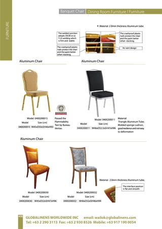 GLOBALINENS WORLDWIDE INC email: wailok@globalinens.com
Tel: +63 2 290 3113 Fax: +63 2 930 8526 Mobile: +63 917 190 0054
 