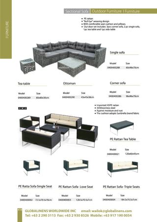 GLOBALINENS WORLDWIDE INC email: wailok@globalinens.com
Tel: +63 2 290 3113 Fax: +63 2 930 8526 Mobile: +63 917 190 0054
 