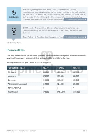 Furniture Manufacturing Business Plan Example | PDF
