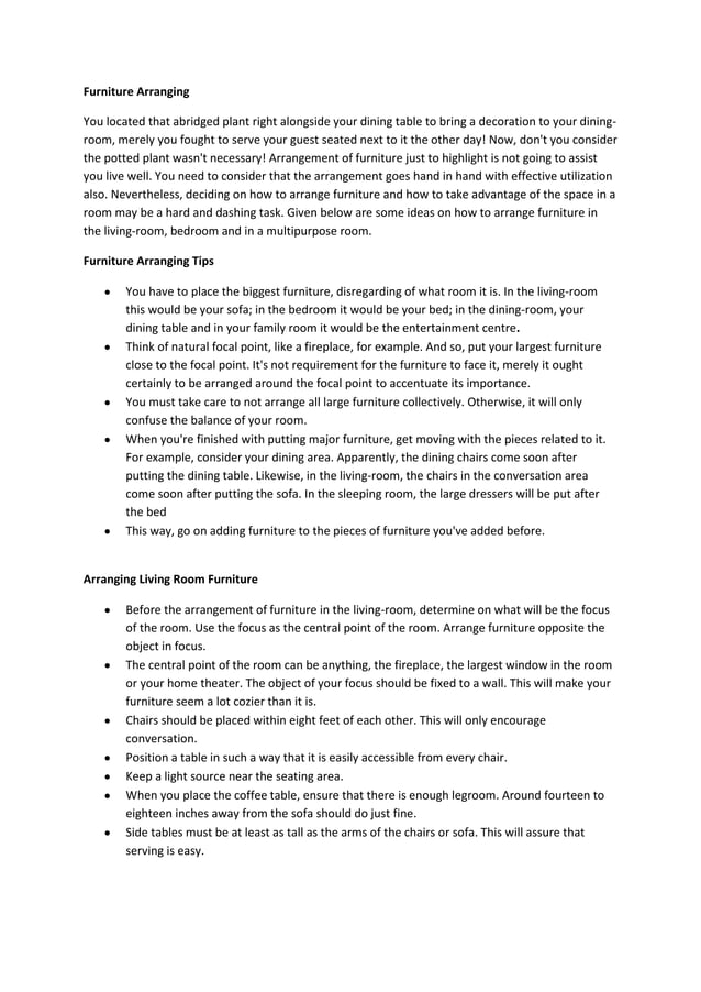 Furniture arranging | PDF
