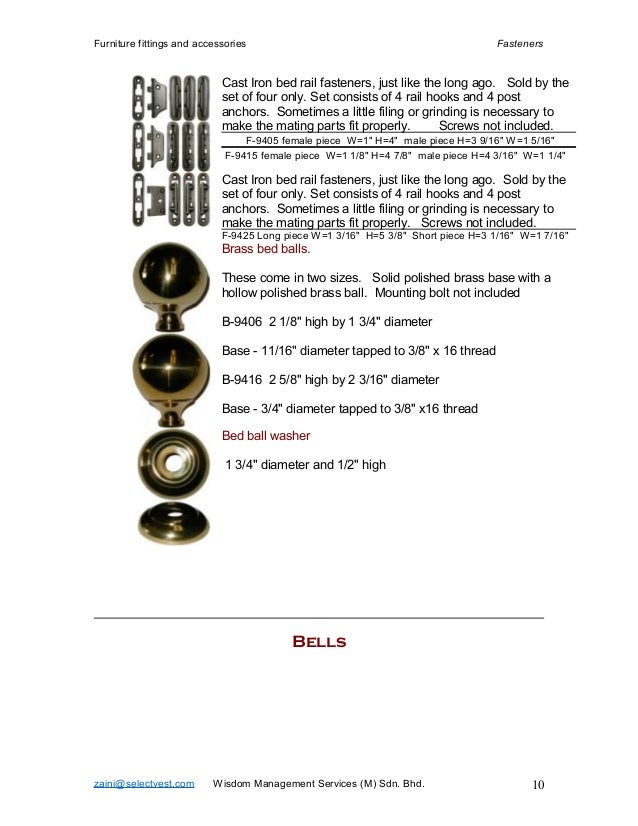 FURNITURE REPAIR PARTS IRON BED 1 3/4" BRASS BALL B9406 19001950