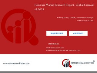 Furniture Market Research Report -Global Forecast
till 2025
IndustrySurvey, Growth, Competitive Landscape
and Forecasts to 2025
PREPARED BY
MarketResearch Future
(Part of Wantstats Research & Media Pvt. Ltd.)
REQUEST SAMPLE VIEW REPORTS
 