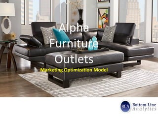 Alpha
Furniture
Outlets
Marketing Optimization Model
 