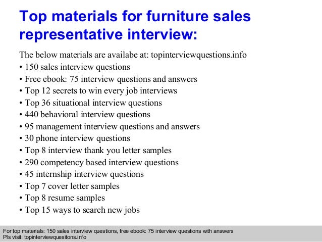 Furniture sales representative interview questions and answers Furniture sales representative interview questions and answers