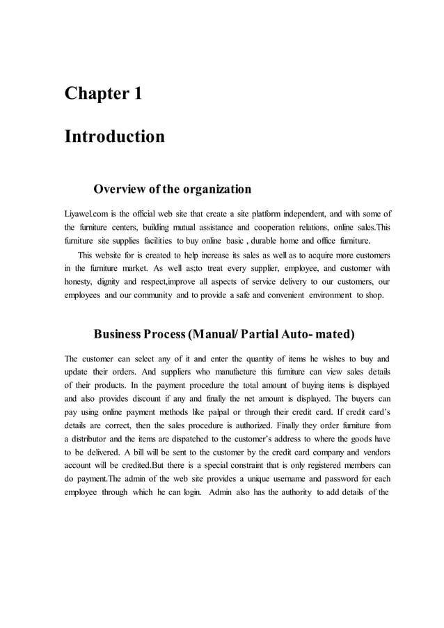 Furniture shop management system project report
