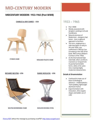 Furniture timeline assignment
