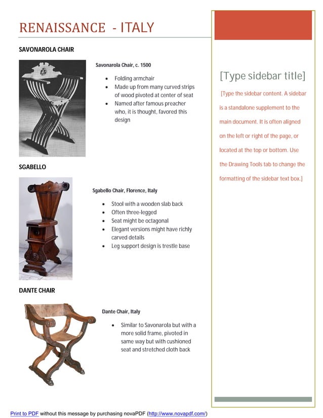 Furniture timeline assignment