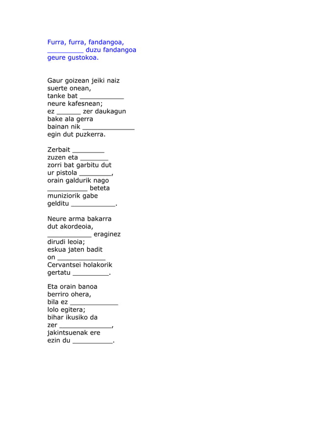 Furra furra betetzekoa | DOC