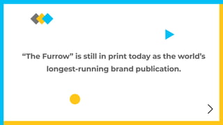 “The Furrow” is still in print today as the world’s
longest-running brand publication.
 