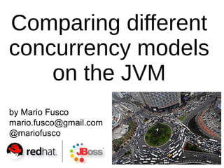 by Mario Fusco
mario.fusco@gmail.com
@mariofusco
Comparing different
concurrency models
on the JVM
 