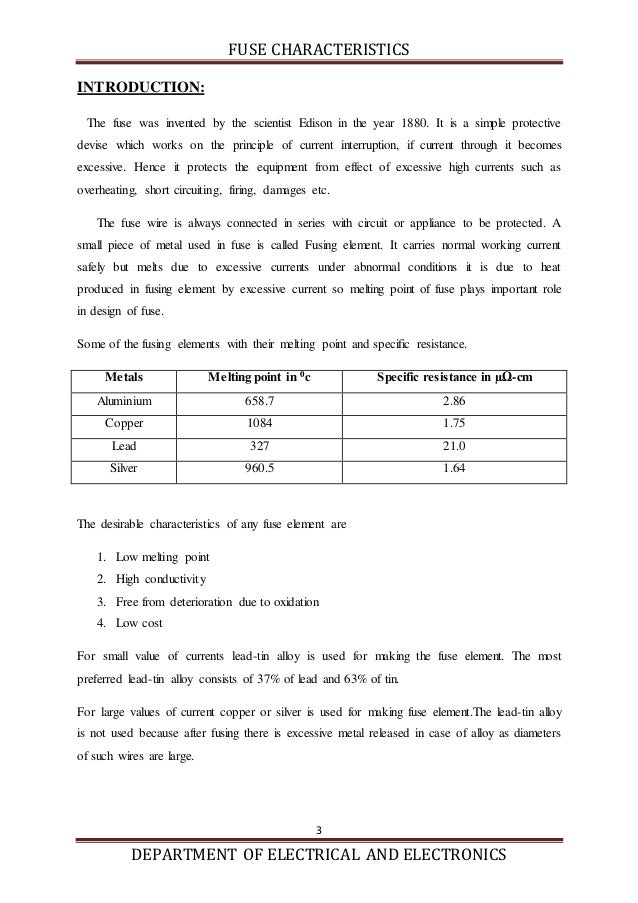 Fuse characteristics