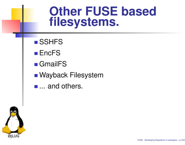 FUSE Developing Fillesystems in userspace | PPT