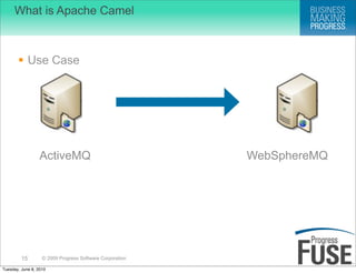 What is Apache Camel



        Use Case




                  ActiveMQ                                WebSphereMQ




  ...