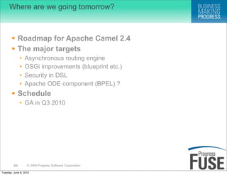 Where are we going tomorrow?



        Roadmap for Apache Camel 2.4
        The major targets
              •   Asynchr...