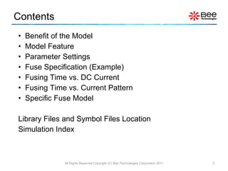 Contents <ul><li>Benefit of the Model </li></ul><ul><li>Model Feature </li></ul><ul><li>Parameter Settings </li></ul><ul><...