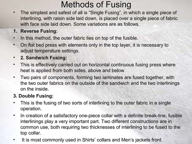 Fusing machinery and equipments | PPT | Needlework | Arts and Crafts