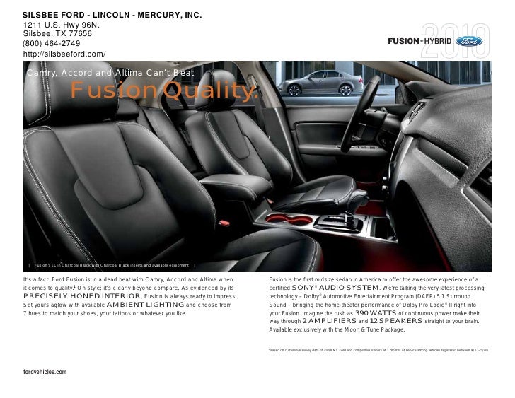 2010 Ford Fusion Silsbee Ford Lincoln Mercury Inc Near