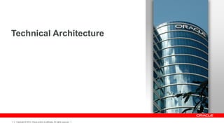Technical Architecture




7   Copyright © 2012, Oracle and/or its affiliates. All rights reserved.
 