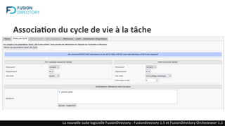 Association du cycle de vie à la tâche
Construire un moteur de workflow modulaire et convivial dans une gestion
La nouvelle suite logicielle FusionDirectory : Fusiondirectory 1.5 et FusionDirectory Orchestrator 1.1
 