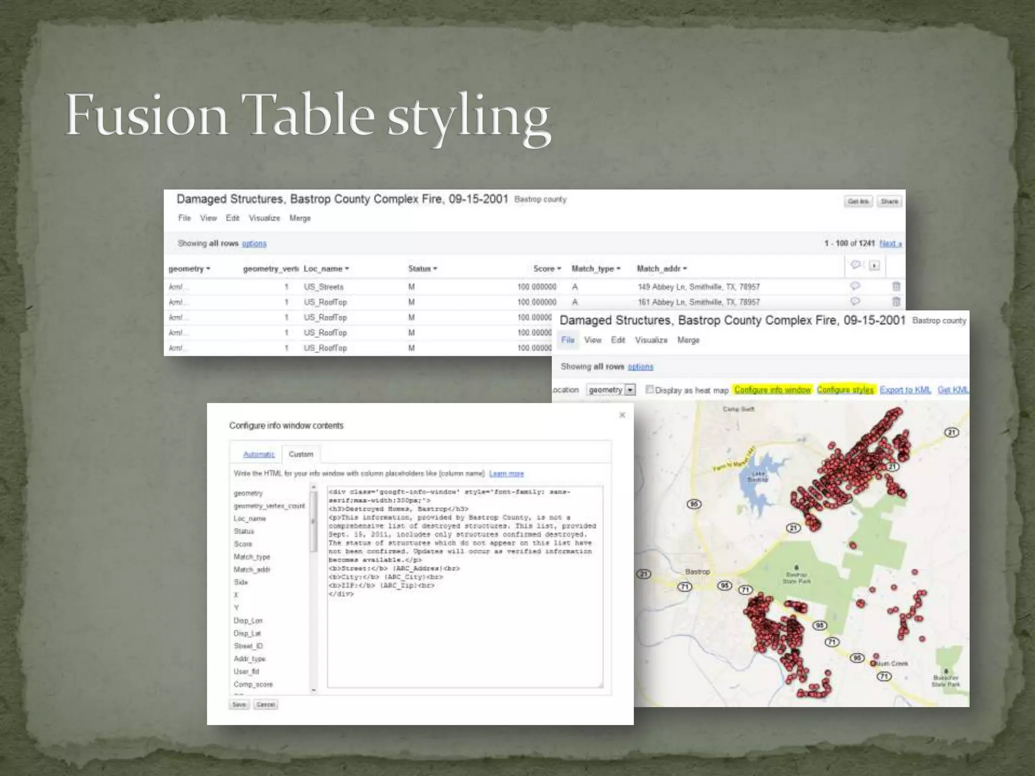Fusion Table styling