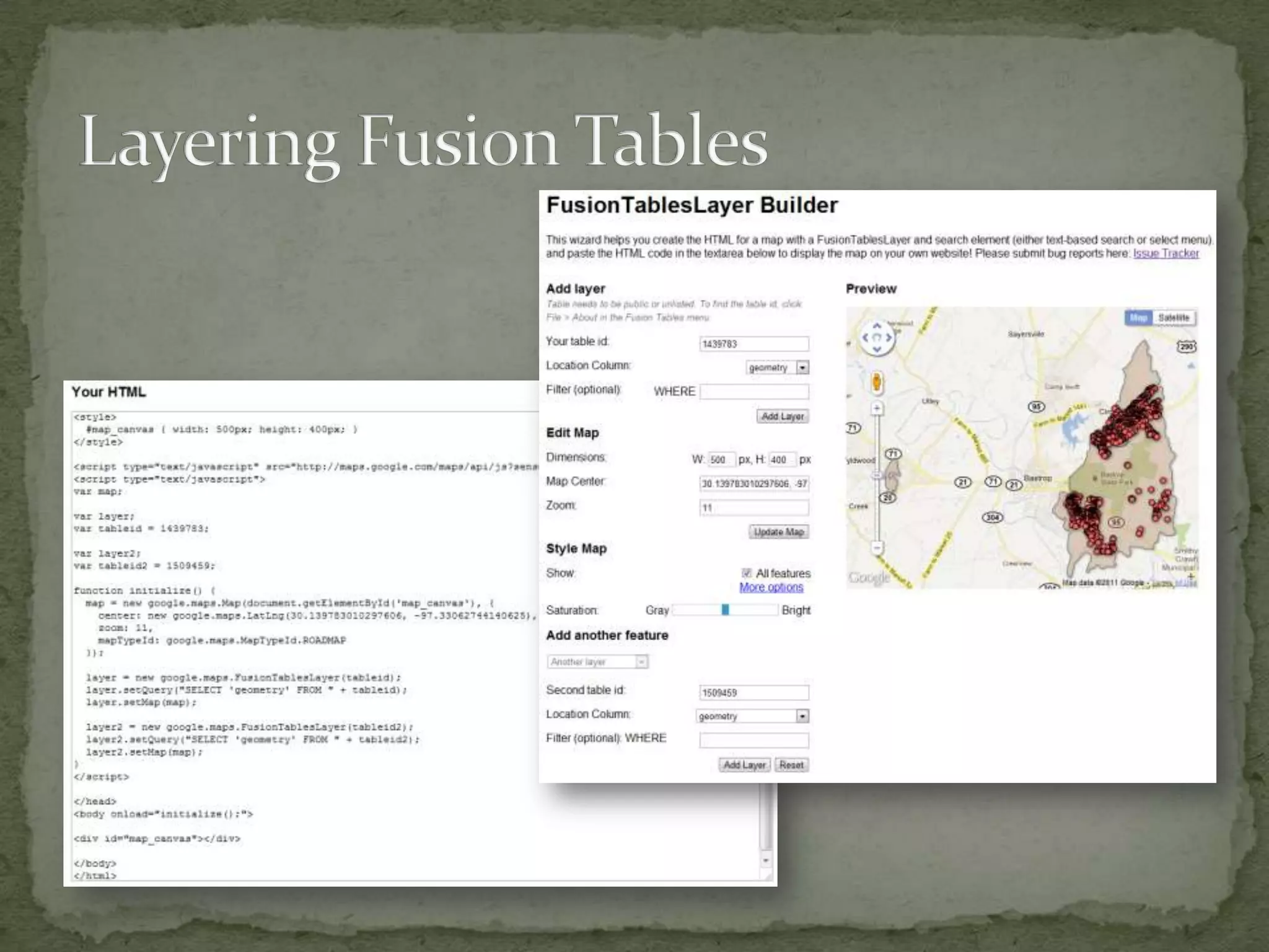 Layering Fusion Tables