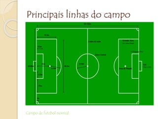 Principais linhas do campo
Campo de futebol normal
 