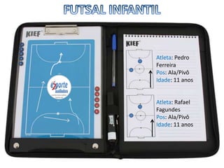 FUTSAL INFANTILFelipe Atleta: Pedro FerreiraPos: Ala/PivôIdade: 11 anosAtleta: Rafael FagundesPos: Ala/PivôIdade: 11 anos