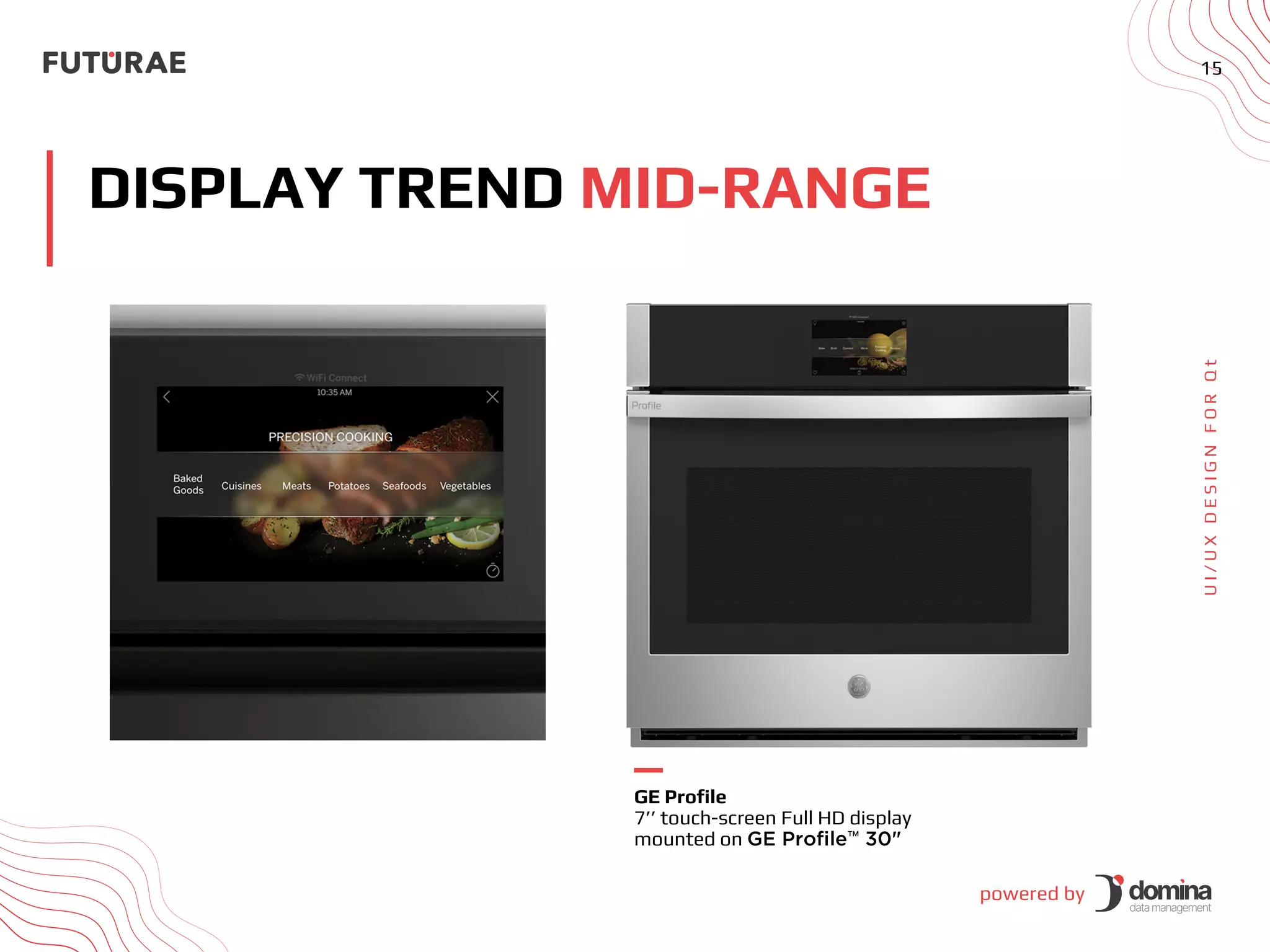 powered by
15
DISPLAY TREND MID-RANGE
U
I
/
U
X
D
E
S
I
G
N
F
O
R
Q
t
GE Profile
7’’ touch-screen Full HD display
mounted on GE Profile™ 30"
 