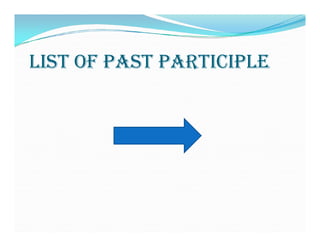 LIST OF PAST PARTIcIPLE
 