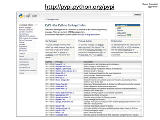 http://pypi.python.org/pypi
                              Daniel Greenfeld
                                    @pydanny
 