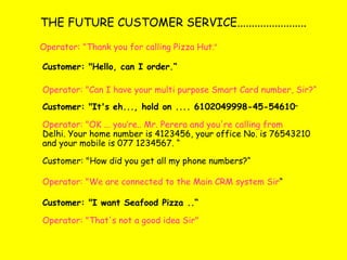 THE FUTURE CUSTOMER SERVICE........................ ,[object Object],[object Object],[object Object],[object Object],[object Object],[object Object],[object Object],[object Object],[object Object]