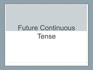 Future Continuous
Tense
 