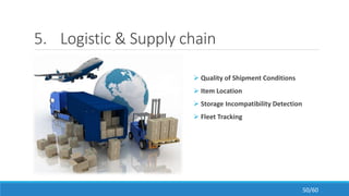 5. Logistic & Supply chain
 Quality of Shipment Conditions
 Item Location
 Storage Incompatibility Detection
 Fleet Tracking
50/60
 