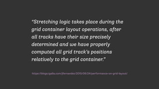 https://blogs.igalia.com/jfernandez/2015/06/24/performance-on-grid-layout/
“Stretching logic takes place during the
grid container layout operations, after
all tracks have their size precisely
determined and we have properly
computed all grid track’s positions
relatively to the grid container.”
 