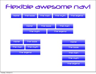 Flexible awesome nav!
Thursday, 14 March 13
 