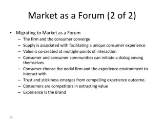Market as a Forum (2 of 2) <ul><li>Migrating to Market as a Forum </li></ul><ul><ul><li>The firm and the consumer converge...