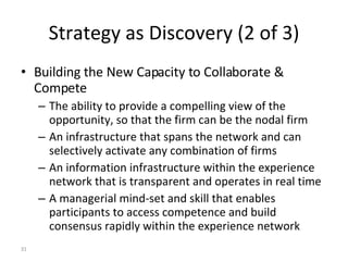 Strategy as Discovery (2 of 3) <ul><li>Building the New Capacity to Collaborate & Compete </li></ul><ul><ul><li>The abilit...