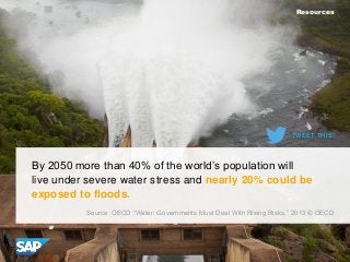 Resources

TWEET THIS!

By 2050 more than 40% of the world’s population will
live under severe water stress and nearly 20%...