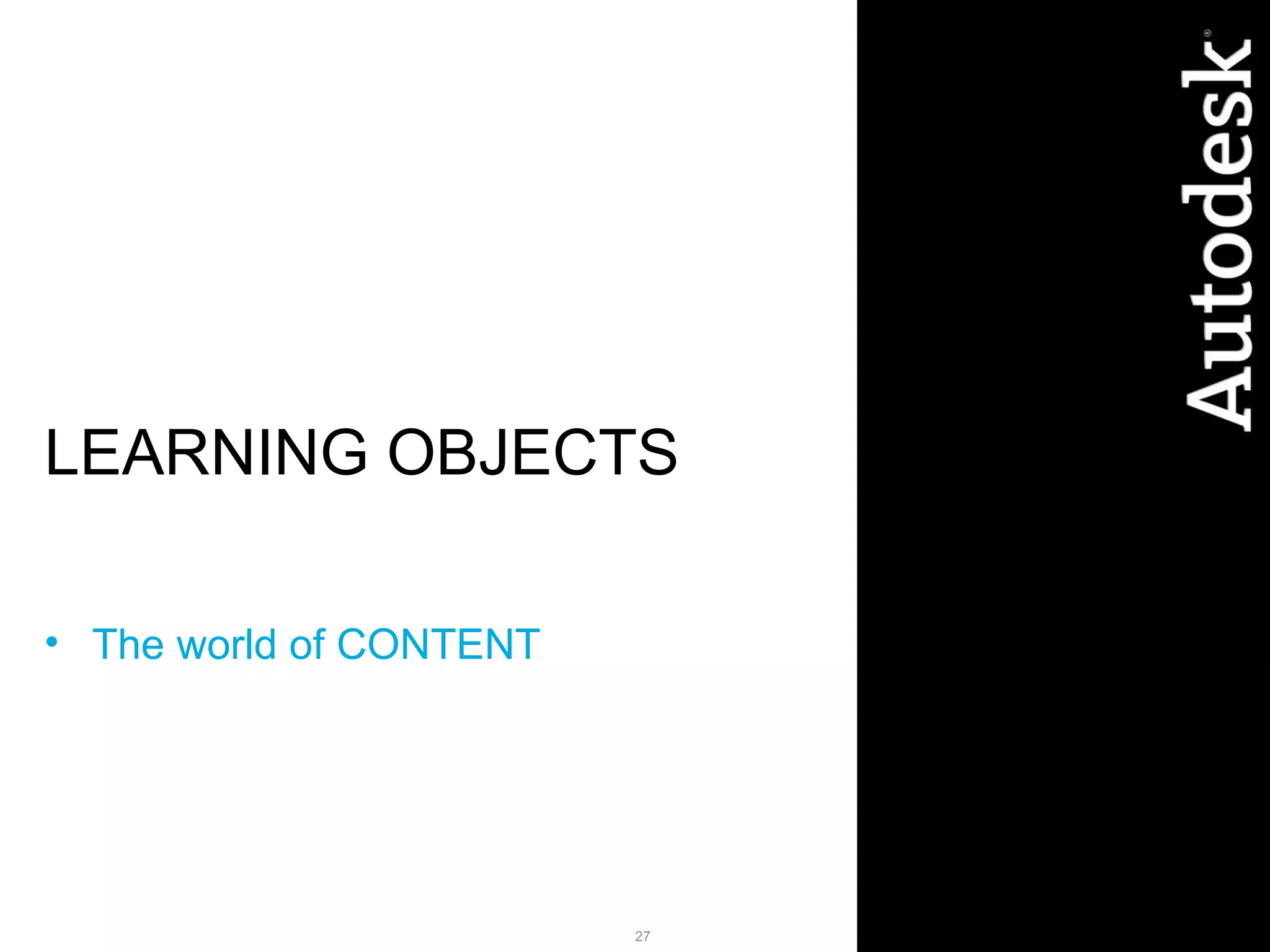 LEARNING OBJECTS The world of CONTENT 