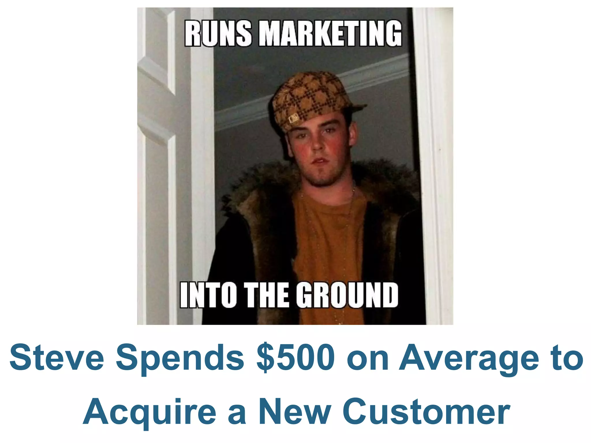 Steve Spends $500 on Average to
    Acquire a New Customer
 