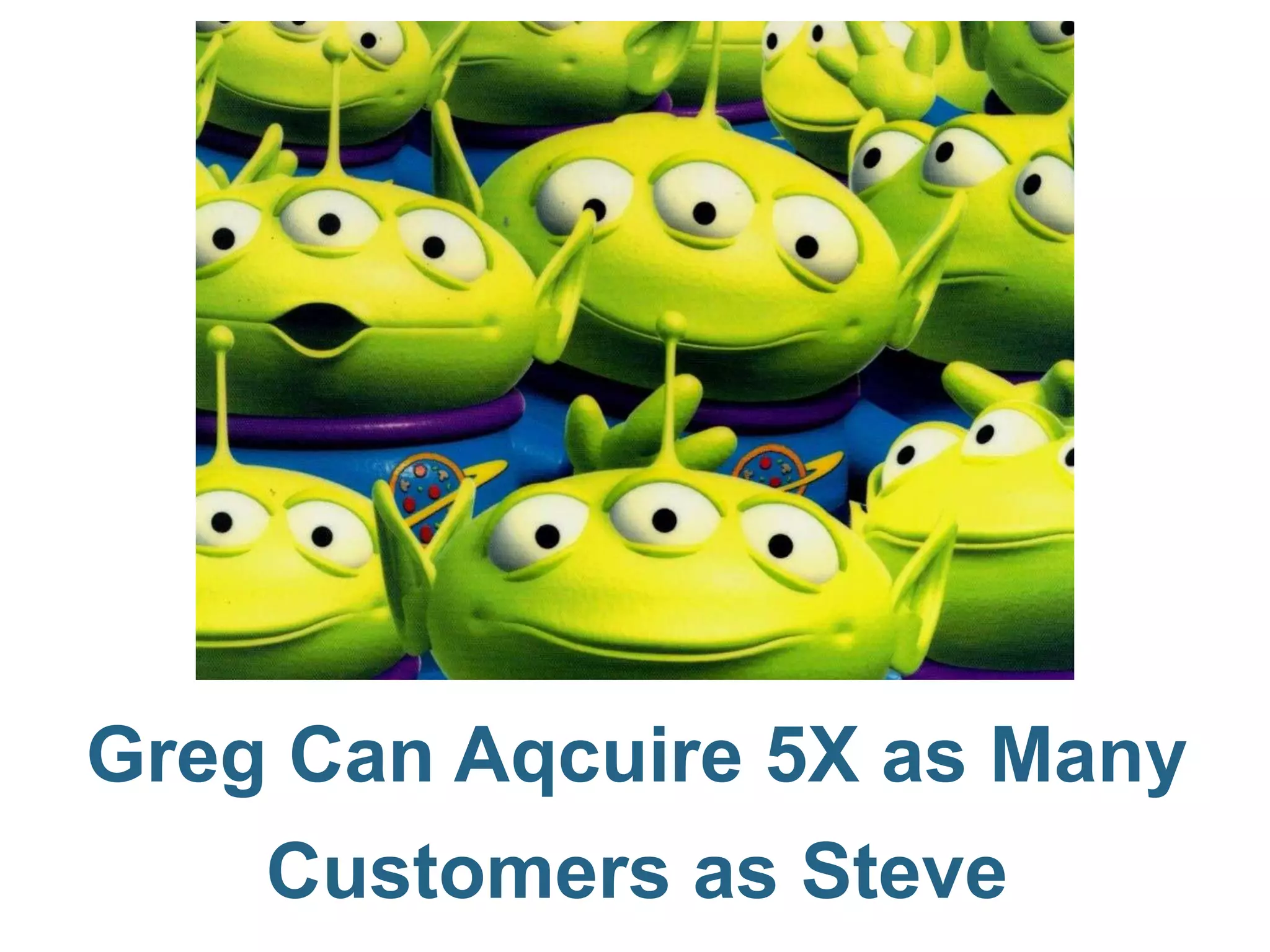 Greg Can Aqcuire 5X as Many
    Customers as Steve
 