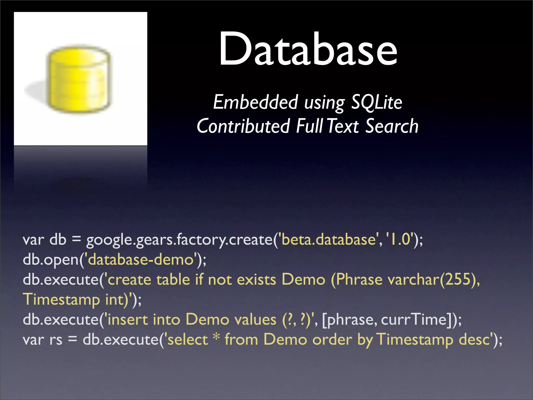 Future of Web Apps: Google Gears
